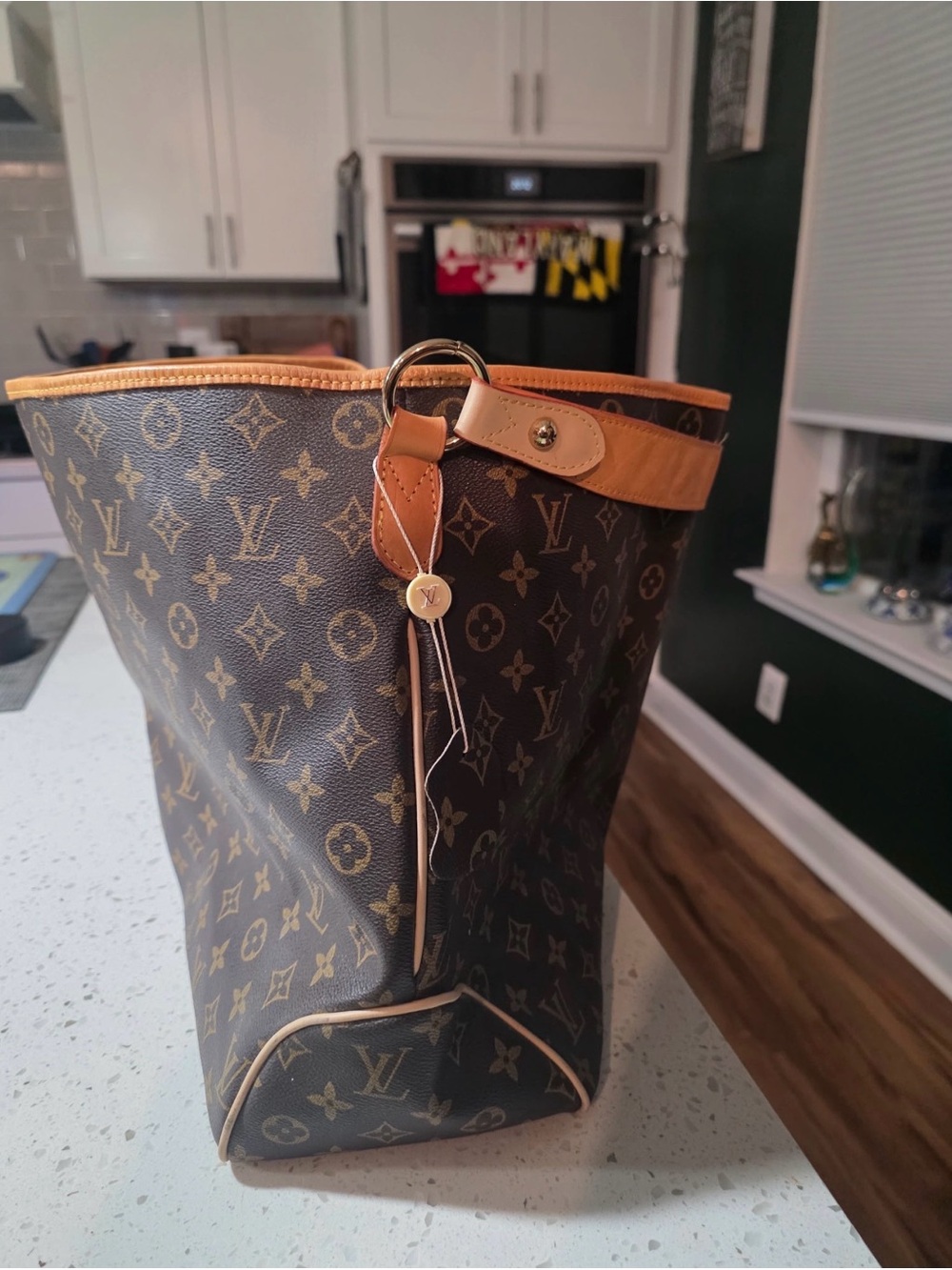 Louis Vuitton Monogram Canvas Brown Shoulder Bucket Bag with Tan Trim - Picture 2 of 5
